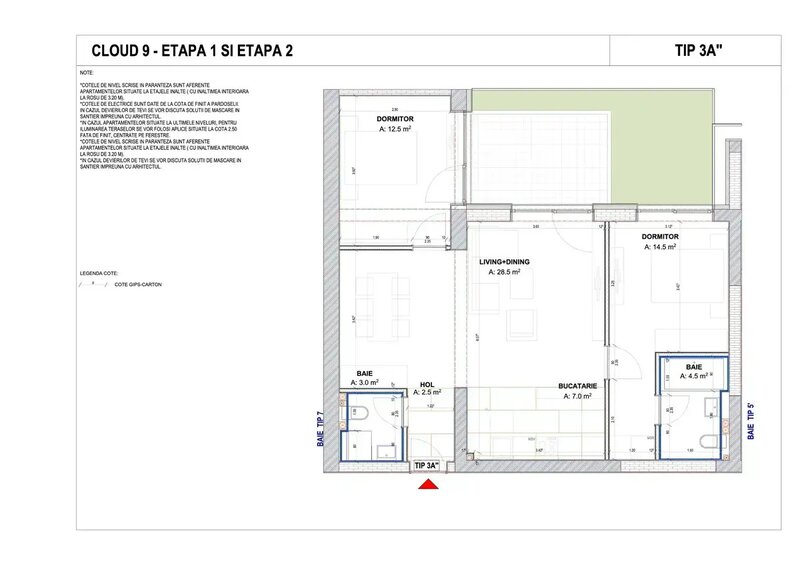 Cloud 9 Evolution Apartament 3 camere cu gradina